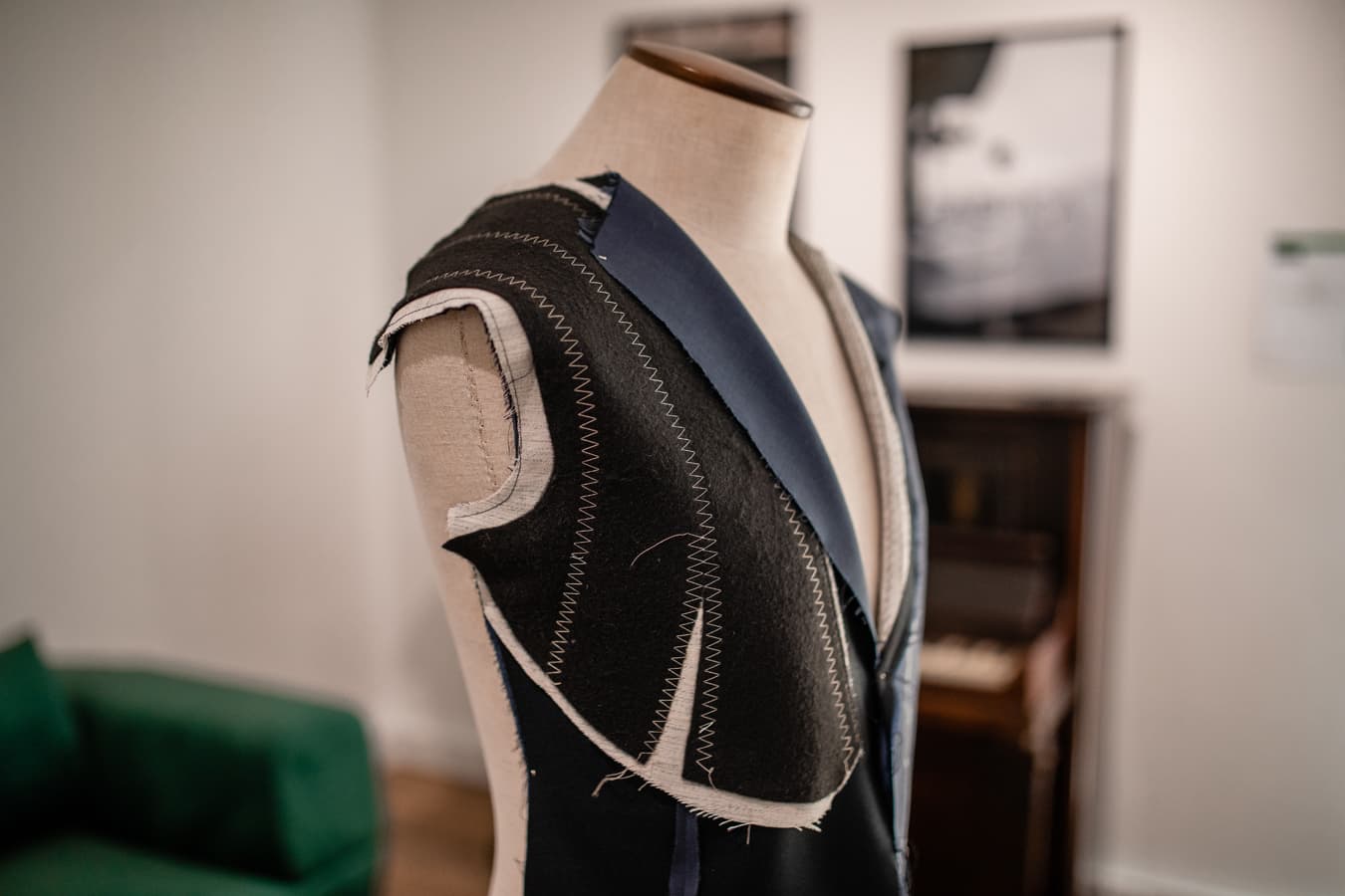 Made-to-measure jacket on the tailor's form